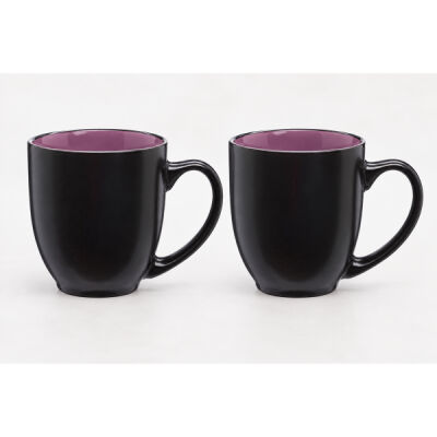 HC - (TWO) 16 oz. Two-Tone Ceramic Mugs - black outside, color inside Thumbnail